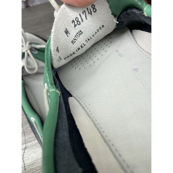 LL Bean Blue Green White Leather Preppy Loafers Boat Shoes Women Sz 9M US/39.5EU - Picture 7 of 16